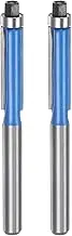 uxcell 2pcs Flush Trim Router Bit 6mm Shank 1/4" Dia 1" Cutting Depth Top Bearing Flush Straight Cut Trimming Router Bits Carbide for Particle Board Plywood MDF Woodwork, Blue