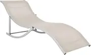 Camping Sunloungers Reclining Patio ChairsCream Folding Sun Loungers (2 pcs)