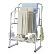 40'' Tall Standing Towel Racks, 3 Tier Towel Drying Rack Smooth Silver