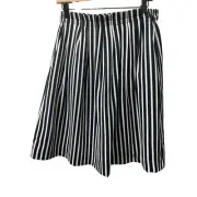 J. Crew Factory Elastic Waist Pull on Navy and White Striped A Line Skirt Size 8