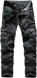 [Haitpant] Tactical Cargo Camo Pants, Men Casual Cargo Baggy Trousers Joggers, Streetwear Cotton Multi-Pocket Military Pants