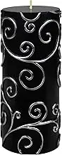 Zest Candle Pillar Candles, 3 by 6-Inch, Black Scroll