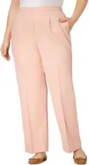 Alfred Dunner Salmon Coral Pink 14 Stretch Pant Proportioned Medium Polyester