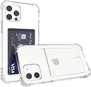 [ANHONG] Upgrade Clear Card Case Compatible with iPhone 12/12 Pro 6.1 inch, Slim Fit Thin Protective Soft TPU Shock-Absorbing Wallet Case with Card Holder