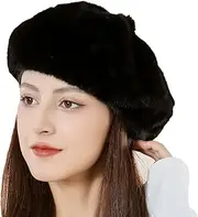 [AWOCAN] Womens Faux Fur Hat Beret Cap Newsboy Cap Winter Warm Plush Octagonal Hat French Fuzzy Beret