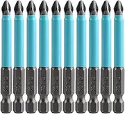 YUENTOEN 10PCS Magnetic Phillips Screwdriver Bits Set, 1/4 Inch Hex Shank Phillips Head Drill Bits, PH2 Anti Slip Drill Bit-70mm Length