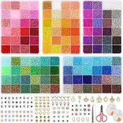 QUEFE 120 Colors Glass Seed Beads Friendship Bracelet Kit 36000pcs 3mm Beads for Bracelet Making Kit with Letter Beads Accessories Charms and Pendants Kit for Necklaces Making, DIY, Gift, Craft