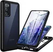 CENHUFO for Samsung Galaxy S20 FE Case, with Built-in Screen Protector Military Grade Shockproof Clear Cover 360° Full Body Protective Rugged Phone Case for Samsung Galaxy S20 FE 5G/4G -Black/Clear