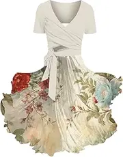 [Generic] Summer Dress Short Sleeved Printed Long Dress Dresses for Interview
