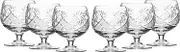 Set of 6 Russian Cut Crystal Cognac Brandy Whiskey Snifters Goblets, Handmade Glassware