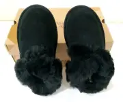 NEW Koolaburra by UGG Milo Womens Black Suede Faux Fur Lined Slippers Sz 5