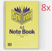 8x A4 Spirax No.595 Notebook 120 Pages 7mm Ruled Spiral Side Opening School Book