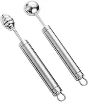 SECFOU DIY Fruit Tools 2pcs Melon Baller Spoon Set Heavy Duty Stainless Steel Versatile for Home Cafe