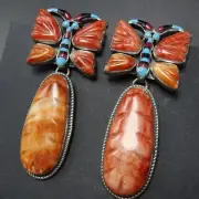FEDERICO JIMENEZ Sterling Silver SPINY OYSTER SHELL Butterfly Earrings CLIP-ON