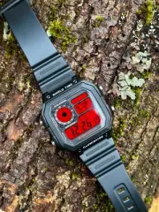Red Pulse – Modified Watch Based on Casio AE-1200 – Red Negative Display – Custo