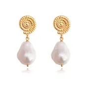 Culturesse Aurelia 24 K Gold Plating Pearls Baroque Pearl Drop Earrings Fashion