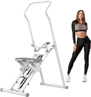 Foldable Stair Climber Stepper for Exercise Workout, Vertical Climber Machine with LCD Monitor and Non-Slip Pedal, Height Adjust Handlebars, Folding Cardio Exercise Climber for Home Office Fitness