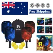 Pickleball Paddle Set for Families: 4 Paddles, 4 Balls & Portable Carry Bag