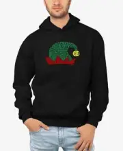 LA Pop Art Men's Christmas Elf Hat Word Art Hooded Sweatshirt Black SZ L
