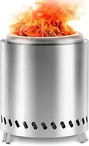 Garden Tailor Smokeless Firepit Outdoor for Camping - 9 inch Portable Fire Pit Camping Stove 304 Stainless Steel Outside Pellet Stove Smokeless Fire Pit Wood Pellet Patio Heater