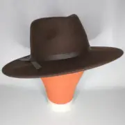 Universal Thread Women's Brown Wide Brim Wool Felt Fedora Hat New