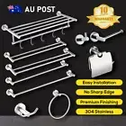 Black Chrome Rack Wall Mounted Double Towel Rail Bathroom Shelf Stainless Steel~
