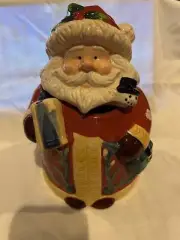 Santa Ceramic Cookie Jar With cute mug of cocoa!