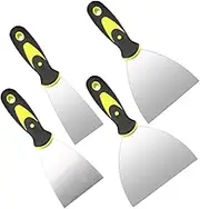 Stainless Steel Putty Knife Set, 4Pcs Metal Handle Paint Scraper Putty Filling Knife Set,Metal Paint Wallpaper Scraper Set,Stainless Steel Paint Scraper Blade Scraper with Plastic Handle