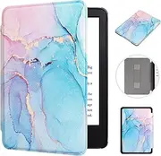 MOKASE Case for 6" Kindle Paperwhite 5/6/7th Generation 2012,2013,2015,2016 Version (Model:EY21 / DP75SDI), Hand Strap Slim PU Leather Cover for Old Version Kindle Paperwhite E-Reader, Colour Marble