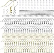 (Gold and Silver) - Hypoallergenic Earring Hooks, Thrilez 600Pcs Earring Making Kit with Hypoallergenic Earring Hooks, Jump Rings and Clear Rubber Earring Backs for DIY Jewellery Making (Gold and Silver)