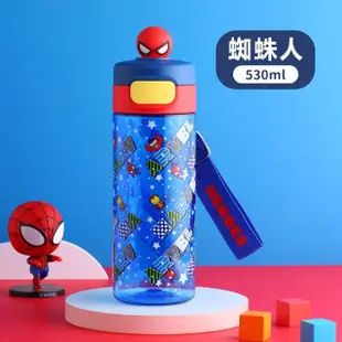 【Disney 迪士尼】3D公仔造型Tritan輕便尼龍提帶兒童彈蓋直飲水壺 - 530ml(蜘蛛人/草莓熊/米奇/米妮)