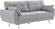 Sarantino Elle Button Tufted Fabric Sofa Bed withCushions Light Grey
