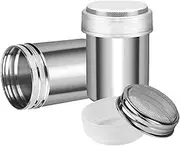 Powder Sugar Shaker Duster,2Pcs Stainless Steel Chocolate Shaker Dusters,Stainless Steel Fine Mesh Shaker,Mesh Shaker Powder Cans,Stainless Steel Powder Shaker,Coffee Cocoa Cinnamon Powder with Lid