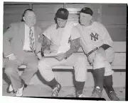 Dick Wakefield Signing Contract With Others Of Yankee 1950 Baseball Old Photo