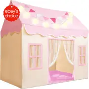 Kids Play Tent Indoor Outdoor with Blanket LED Lights Flags 51x35x52in Playhouse