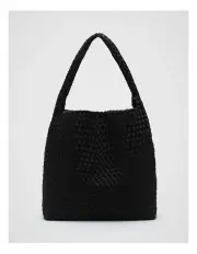 [Seed Heritage] Woven Textured Tote in Black