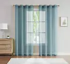 Sheer Dusty Blue Curtains. Dusty Blue Sheer Curtains. 2 Sheer Curtain Panels in