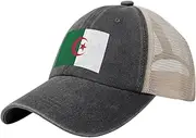 [Generic] Flag of Algeria Cowboy Mesh Baseball Cap for Algerian Man Woman Outdoor Adjustable Denim Hat