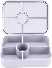 Silicone Bento Lunch Box 5 Compartment - Silicone Lunch Container with 5 Individually Sealed Compartments, Food Storage, Snack Bento Box, Microwave, Freezer, and Dishwasher Safe (Periwinkle)