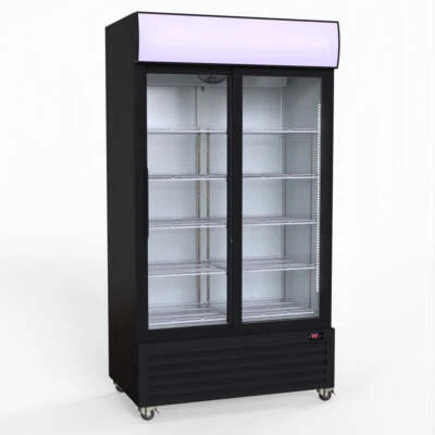 Thermaster 1000L Two Sliding Glass Door Colourbond Upright Drink Fridge Black...