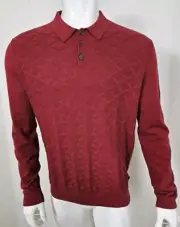 NWT Ted Baker London Mens Shirt Size 6 Long Sleeve Polo Red Orange Pullover Golf