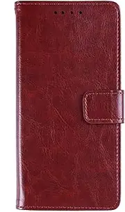 LCEHTOGYE Cover for HTC U23 Pro 5G, PU Bracket Shell Back Case Bumper Protective Case for HTC U23 Pro 5G-YSFM - Brown