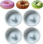 REKIDOOL Small Size Silicone Donuts Pan Set, Non-stick Pastry Molds Cake Baking Molds for Bagel and Doughnut 4 Inches Cake Pans (Pack of 4, Blue)