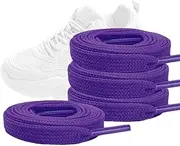 [WALWAL] 45" Flat Athletic Shoe Laces for Sneakers, Skate Shoes, Boots, Sport and Casual Wear 4 Pair Pack High Durability Stylish(Deep Purple)