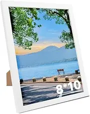 1 Pack 8x10 Picture Frame,Gallery 8x10 Frame Display Picture 8x10,Engineered Wood 8 x 10 Photo Frame with HD Plexiglass,Photo Collage Frame for Wall Hanging and Tabletop Display,White