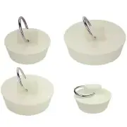 White Drain Rubber Sink Stopper Plug with Hanging Ring for Bathtub Kitchen