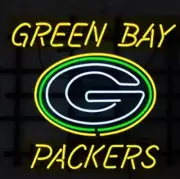 Green Bay Packers Go Packers 20"x16" Neon Light Sign Lamp Artwork Real Glass Bar