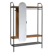 Design Square Metal Wooden Country Industrial Hanging Wardrobe Clothes Coat Rack Vintage Oak