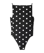 Polka dot print one piece swimsuit XS,L Black