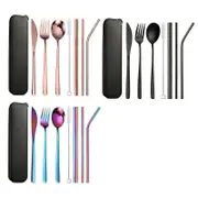 9Pcs Premium Cutlery Travel Portable Set Stainless Steel Knife Fork Spoon